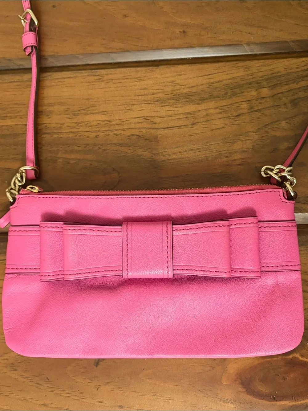 Kate Spade Hot Pink Leather Y2K Crossbody with Bow